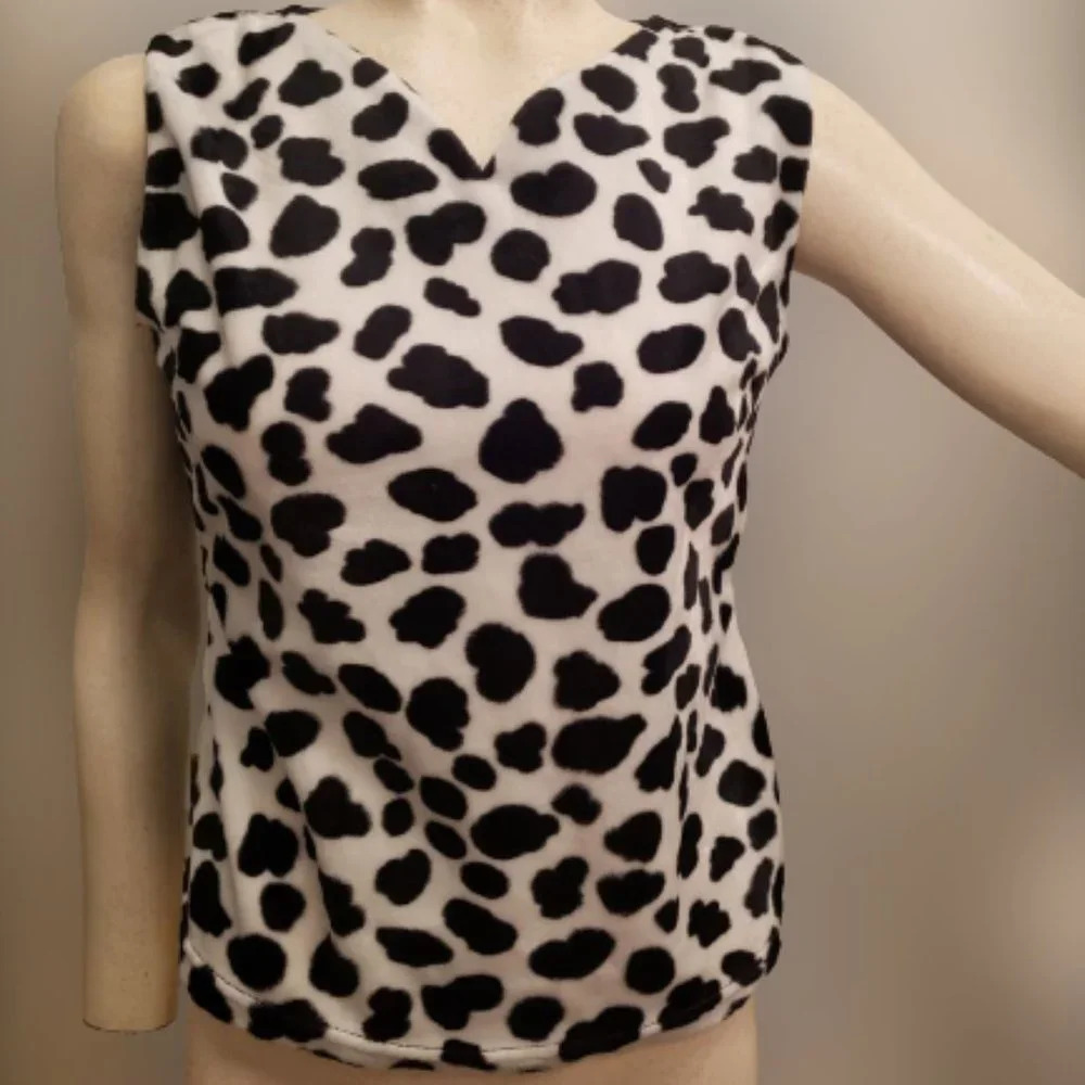 Cow print soft velvet  feel tank top